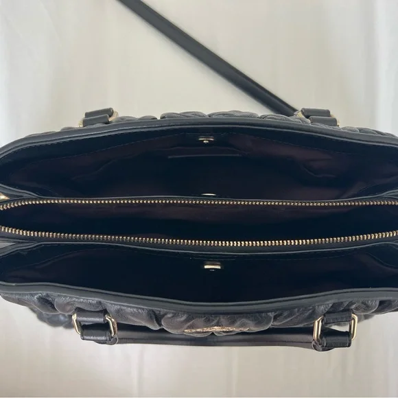 Coach Black Quilted Satchel with Gold Chain